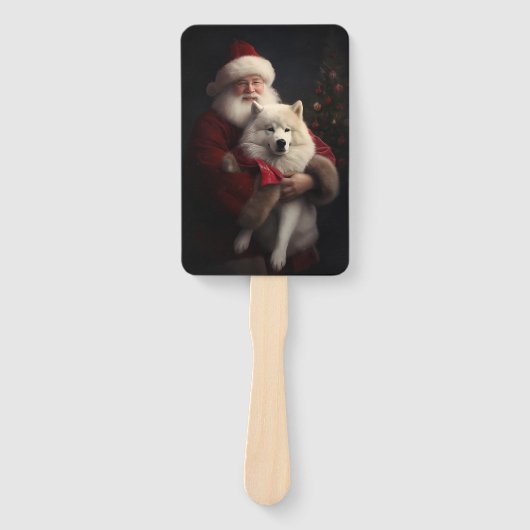 Éventail Samoyé Avec Noël Festif Du Père Noël (Devant)