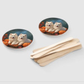 Éventail Samoyed Chiot Automne Citrouille de plaisir (Non-assemblé)