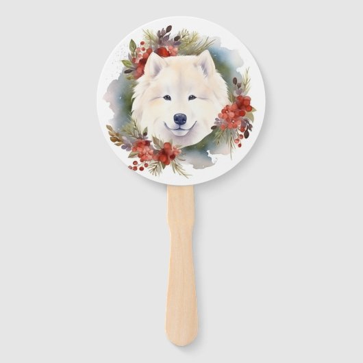 Éventail Samoyed Christmas Wreath Festive Pup (Dos)