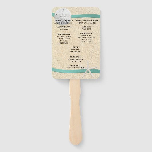 Éventail Sand Dollar Beach Wedding Programme de mariage Fan (Dos)