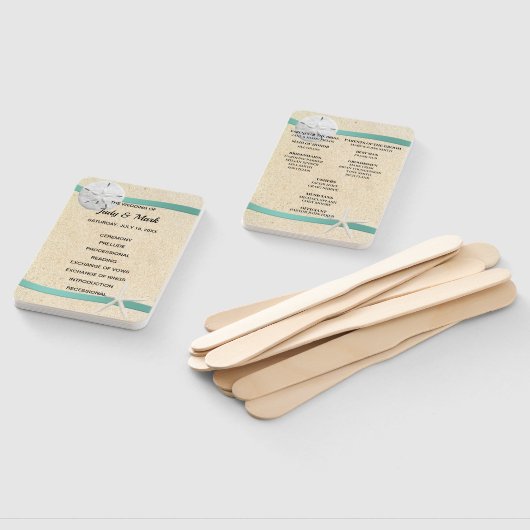 Éventail Sand Dollar Beach Wedding Programme de mariage Fan (Non-assemblé)