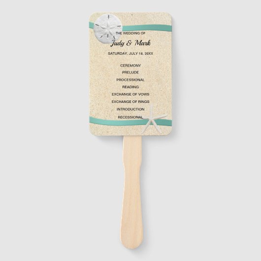 Éventail Sand Dollar Beach Wedding Programme de mariage Fan (Devant)
