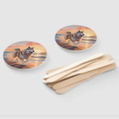 Éventail Sandy Paws Alaskan Malamute Chien sur le coucher d (Non-assemblé)