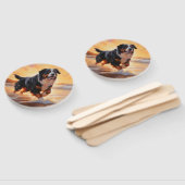 Éventail Sandy Paws Bernese Mountain Dog on Beach Sunset (Non-assemblé)