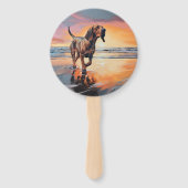 Éventail Sandy Paws Bloodhound Dog on Beach Sunset (Devant)