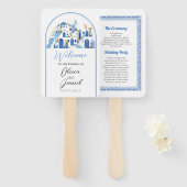 Éventail Santorin Menu Mariage Programme Grèce Grec (Devant et derrière)