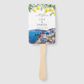 Éventail Santorini Greece Lemons Watercolor Wedding Program (Devant)