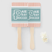 Éventail saumon et brumeux bleu Pause Prier Payer Payer Con (Devant et derrière)