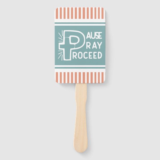Éventail saumon et brumeux bleu Pause Prier Payer Payer Con (Devant)