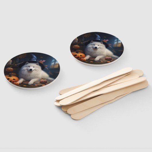 Éventail Scary d'Halloween Citrouille Samoyé (Non-assemblé)