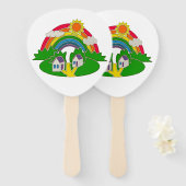 Éventail Scène rurale avec arc-en-ciel et maison de campagn (Devant et derrière)