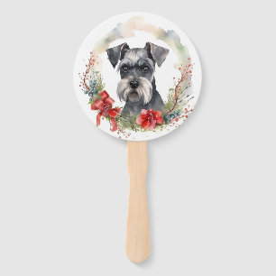 Éventail Schnauzer Christmas Wreath Festive Pup