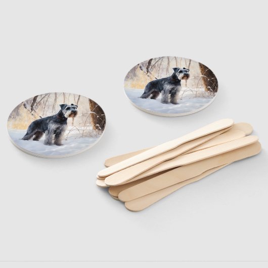 Éventail Schnauzer Laisser neiger Noël (Non-assemblé)