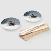 Éventail Schnauzer miniature neige de Noël hiver (Non-assemblé)