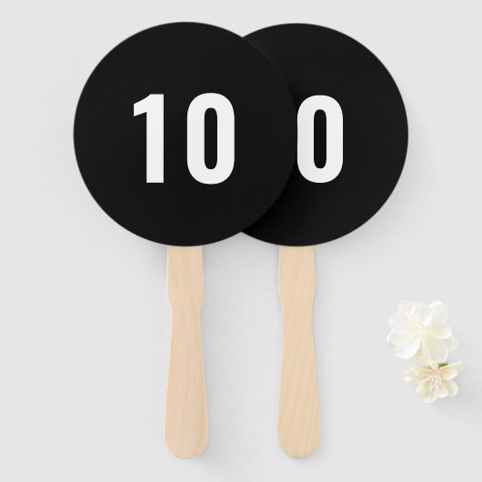 Éventail Score numérique | Jeu d'événements noirs élégant (Devant et derrière)