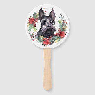 Éventail Scottish Terrier Christmas Wreath Festive Pup