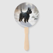 Éventail Scottish Terrier Laisser Il Neige Noël (Dos)