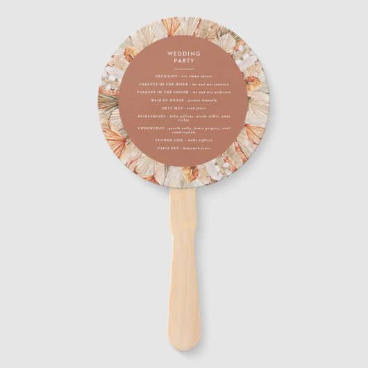 Éventail script botanique séché en terre cuite mariage élég (Dos)