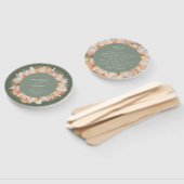 Éventail script botanique séché vert sauge mariage élégant (Non-assemblé)