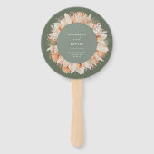 Éventail script botanique séché vert sauge mariage élégant (Devant)