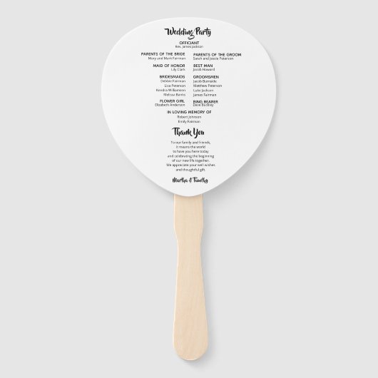 Éventail Script Décontracté noir | Ventilateur Mariage de t (Dos)