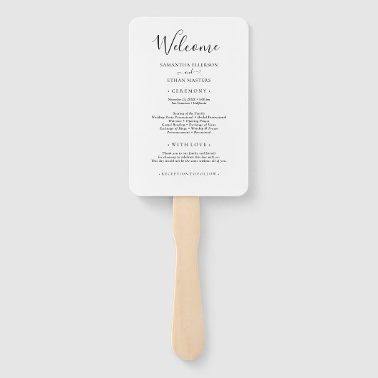 Éventail Script Love Photo Wedding Programme Ventilateur à  (Dos)