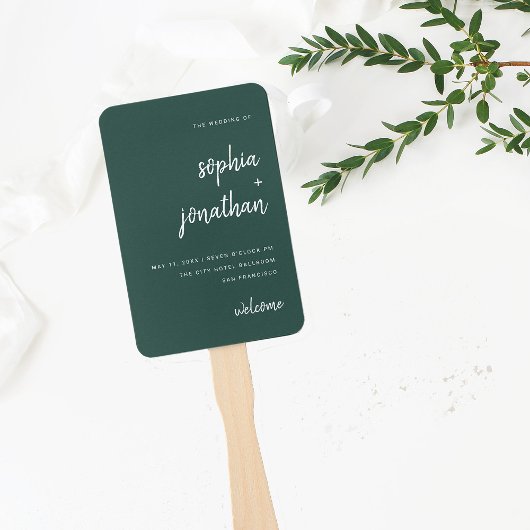 Éventail Script minimaliste moderne Emerald Green | MARIAGE
