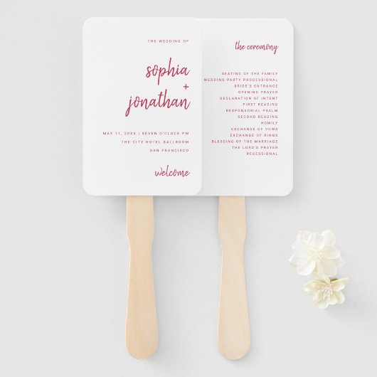 Éventail Script minimaliste moderne | MARIAGE (Devant et derrière)
