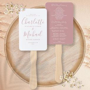 Éventail Script moderne Dusty Rose Wedding Programme