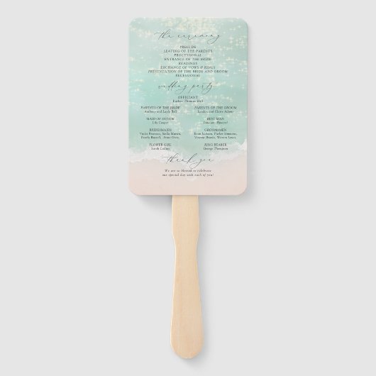 Éventail Script moderne Sand Hearts Beach Wedding Programme (Dos)