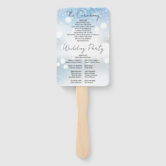 Éventail Script moderne Snowflakes Programme de mariage d'h (Dos)