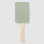 Éventail Script Whimsical | Programme de mariage vert Sage (Devant)