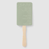 Éventail Script Whimsical | Programme de mariage vert Sage (Dos)