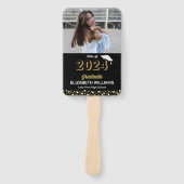 Éventail Scripts à huile d'or Confetti Photo Black Grad (Devant)