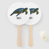 Éventail Sea turtle cartoon (Devant et derrière)