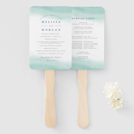 Éventail Seaglass Tides Programme de mariage (Devant et derrière)