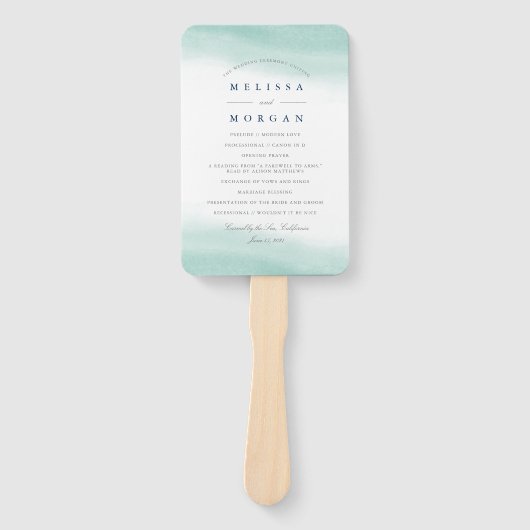 Éventail Seaglass Tides Programme de mariage (Devant)