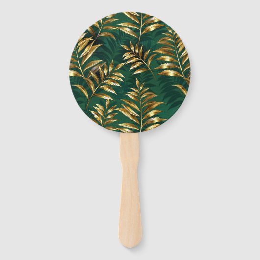 Éventail Seamless pattern with golden ferns (Devant)