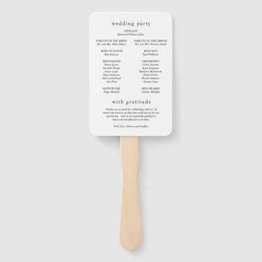 Éventail Selena minimalist Arch Programme de mariage modern (Dos)