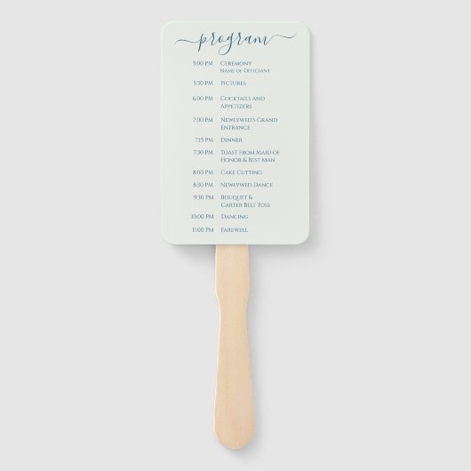 Éventail Serene Blue Beach Wedding Program (Dos)