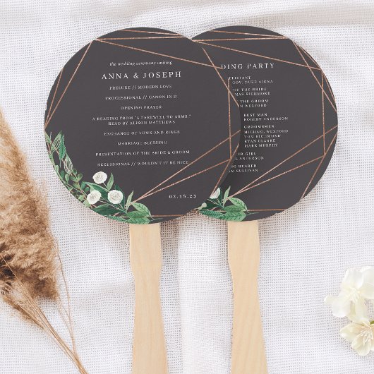 Éventail Serre | Programme de mariage botanique d'aquarelle