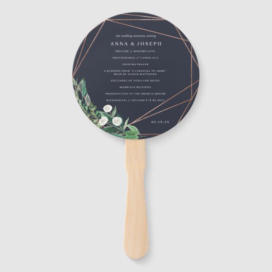 Éventail Serre | Programme de mariage botanique d'aquarelle (Devant)