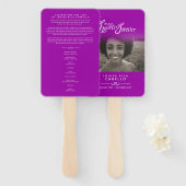 Éventail Service commémoratif de photographie coeurs mauve  (Devant et derrière)