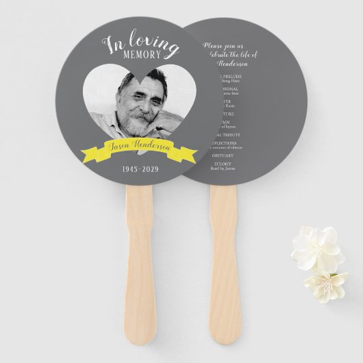 Éventail Service commémoratif photo jaune ruban ventilateur (Devant et derrière)