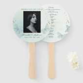 Éventail Services funéraires Papillon Aquarelle Verte (Devant et derrière)