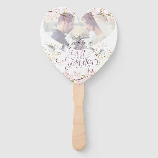 Éventail Set de abanicos con flores y palomas (Devant)