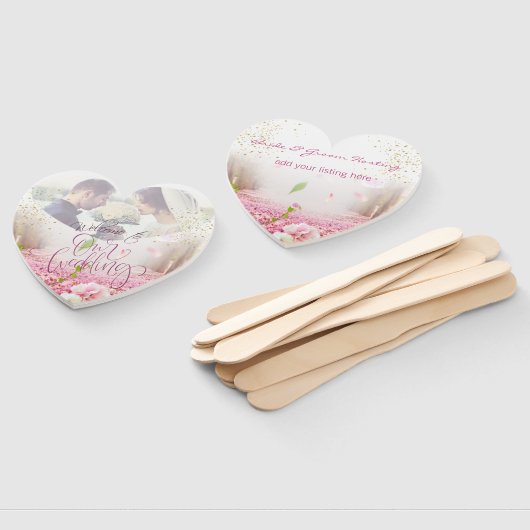 Éventail Set de abanicos para boda con flores y brillo (Non-assemblé)