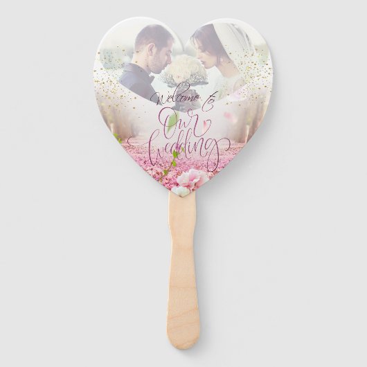 Éventail Set de abanicos para boda con flores y brillo (Devant)