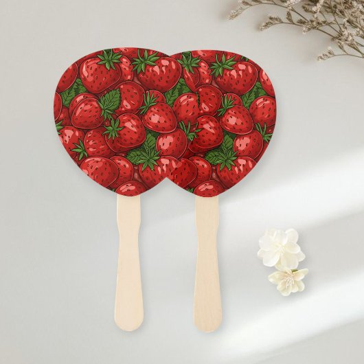 Éventail Set of 10 Fresh Strawberry Design Fans