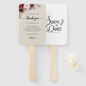 Éventail Set of Fans (​Elegant Rustic Marsala Floral Save) (Devant et derrière)